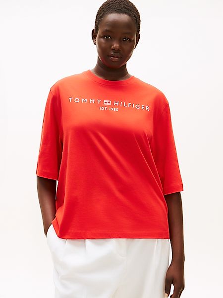 Tommy Hilfiger Curve T-Shirt "CRV CORP LOGO TRAPEZE C-NK TEE" in großen Grö günstig online kaufen