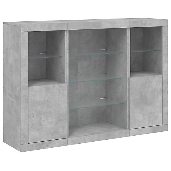 vidaXL Sideboards mit LED-Leuchten 3 Stk Betongrau Holzwerkstoff 3209131 günstig online kaufen