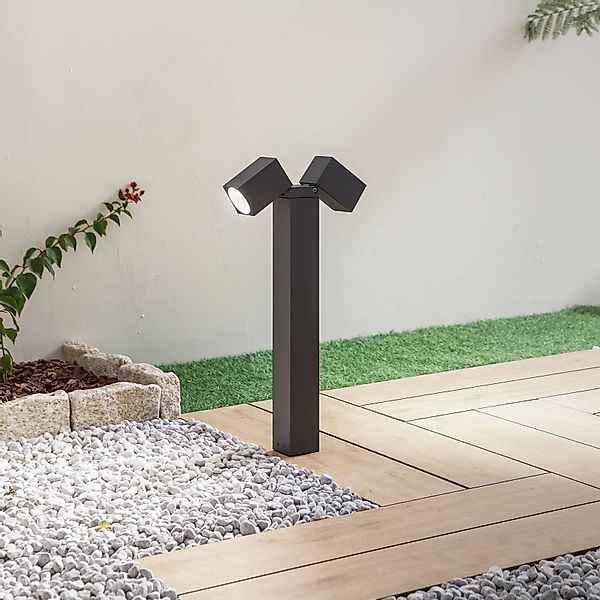 Lindby Sockelleuchte Othil, 2-flg., 50 cm, anthrazit, Metall günstig online kaufen