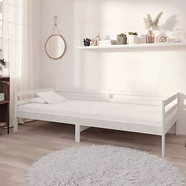 Tagesbett Mit Matratze 90x200 Cm Weiß Kiefer Massivholz günstig online kaufen