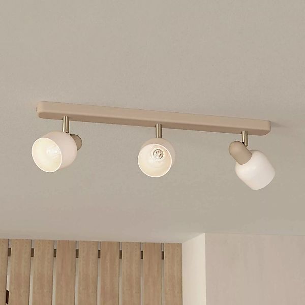Deckenstrahler Corato, Länge 52 cm, sand/nickel/opal, 3-flg. günstig online kaufen