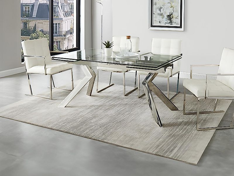 Esstisch ausziehbar - 6 bis 8 Personen - Sicherheitsglas & Metall - VELIKA günstig online kaufen