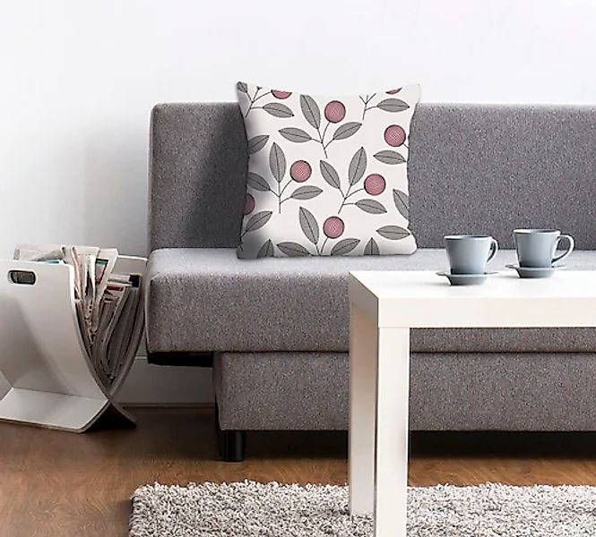 queence Dekokissen »Billie«, Kissenhülle,Kleine Zweige,Minimalistisch,Weiß, günstig online kaufen