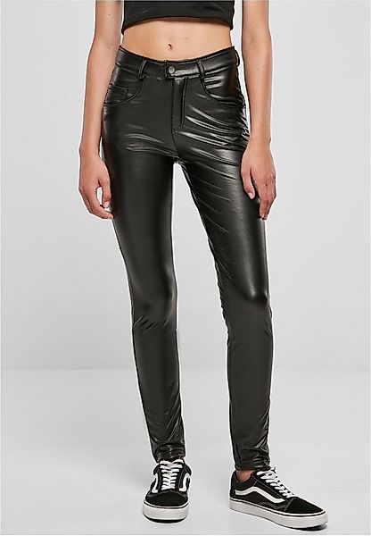 URBAN CLASSICS Funktionshose Ladies Mid Waist Synthetic Leather Pants Damen günstig online kaufen