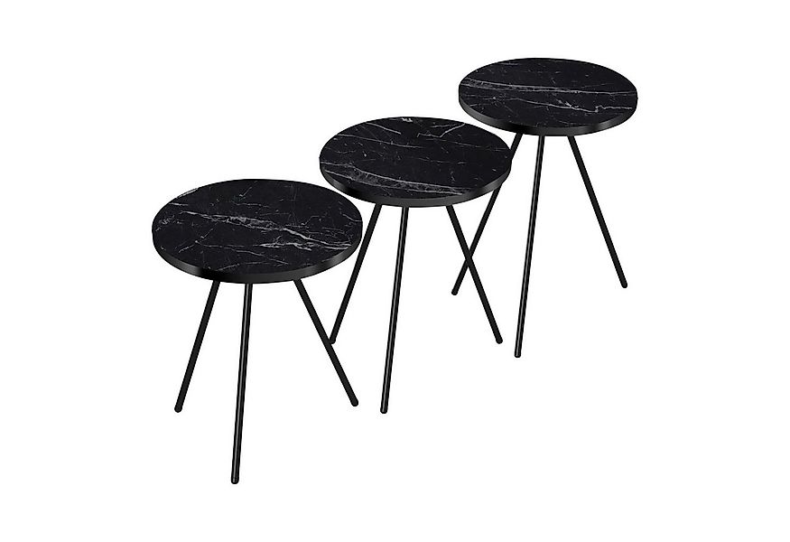 en.casa Satztisch, »Ølgod« Wohnzimmertisch in 3er Set Marmor, schwarz günstig online kaufen