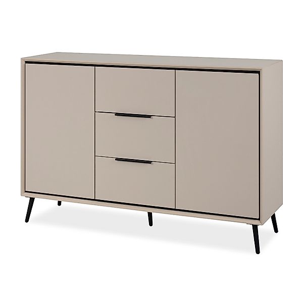 Furn.Design Sideboard Sand und Schwarz 135 cm mit Soft-Close-Funktion Brebb günstig online kaufen