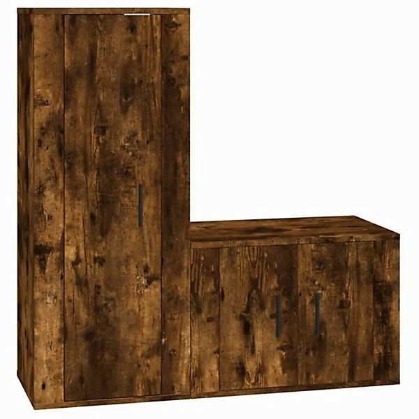 furnicato TV-Schrank 2-tlg. TV-Schrank-Set Räuchereiche Holzwerkstoff (1-St günstig online kaufen