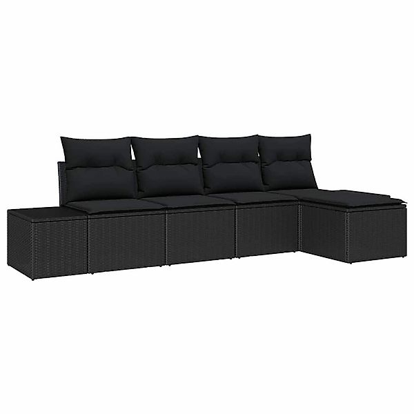 vidaXL 5-Teiliges Gartensofa-Set mit Kissen in Schwarz aus Poly Rattan 3347 günstig online kaufen