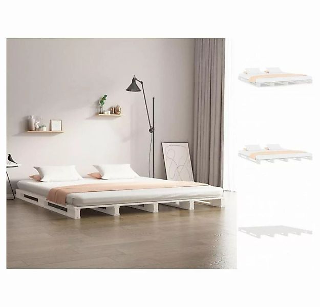 vidaXL Bettgestell Massivholzbett Weiß 140x200 cm Kiefer Bett Bettrahmen Be günstig online kaufen