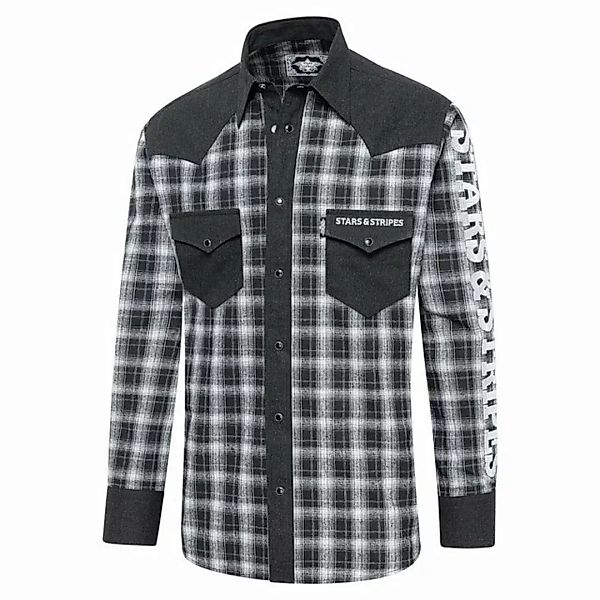 Stars & Stripes Langarmhemd Westernhemd Black Stars bestickt günstig online kaufen