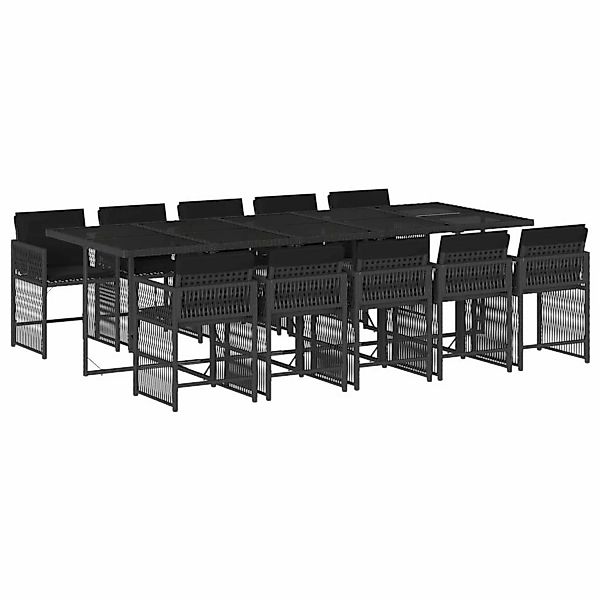 vidaXL 11-tlg Garten-Essgruppe mit Kissen Schwarz Poly Rattan Modell 14 günstig online kaufen