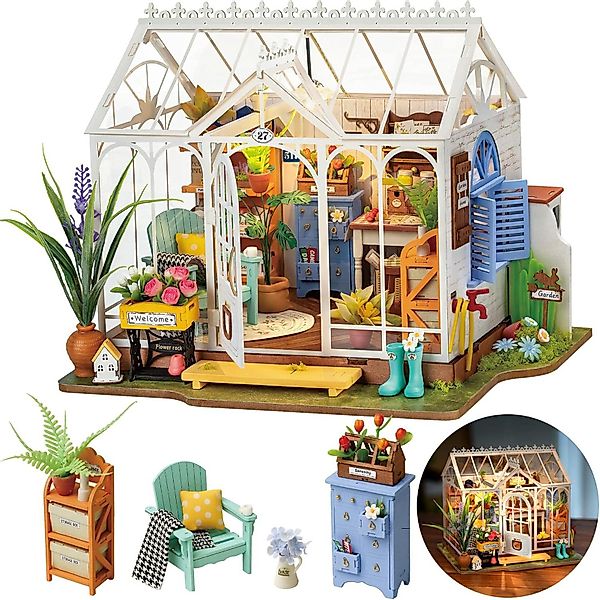 Esun 3D-Puzzle Miniatur Haus Gewächshaus Holz, günstig online kaufen
