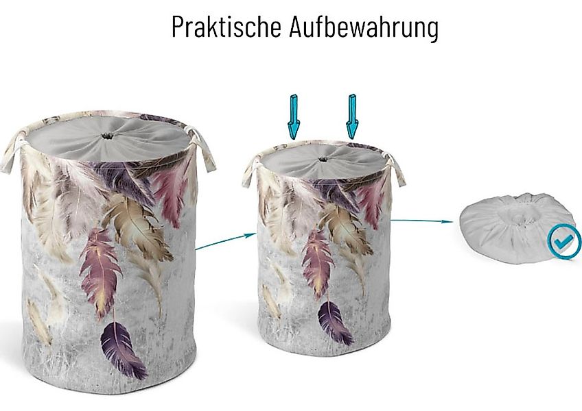 Sanilo Wäschekorb "Federn", kräftige Farben, samtweiche Oberfläche, mit Dec günstig online kaufen