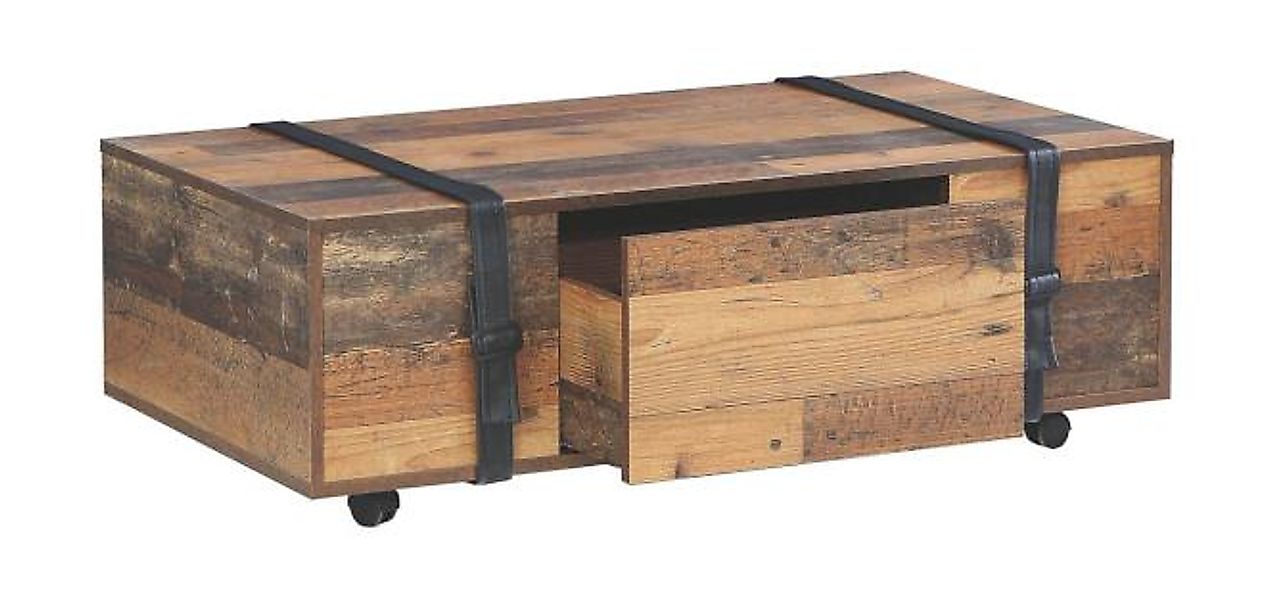Couchtisch auf Rollen inkl Schubkasten FOBYA von Forte Old Wood Vintage günstig online kaufen