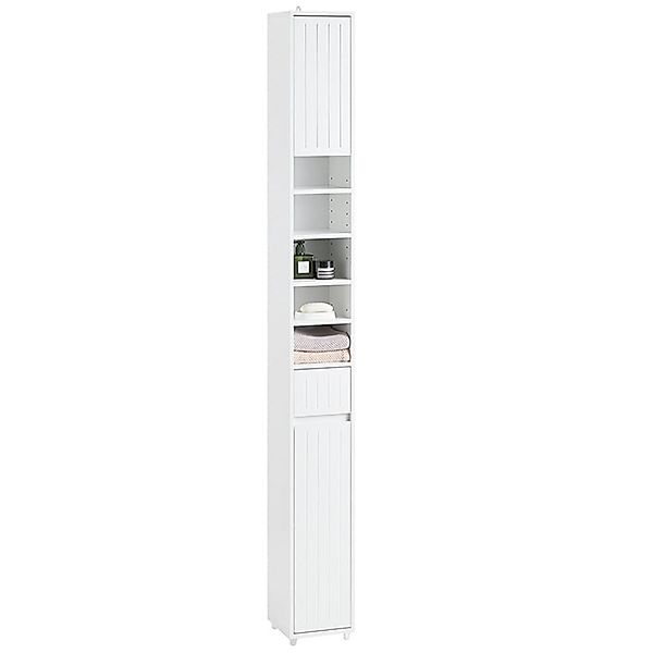 SoBuy Hochschrank mit 5 Fächern Badschrank mit 1 Schublade Weiß BZR160-W günstig online kaufen
