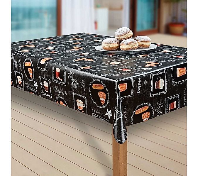laro Tischdecke Wachstuch-Tischdecken Abwaschbar Kaffee Cappuccino Schwarz günstig online kaufen