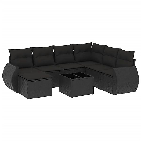 vidaXL 8-Tlg Garten-Sofagarnitur mit Kissen Schwarz Poly Rattan 3221704 günstig online kaufen