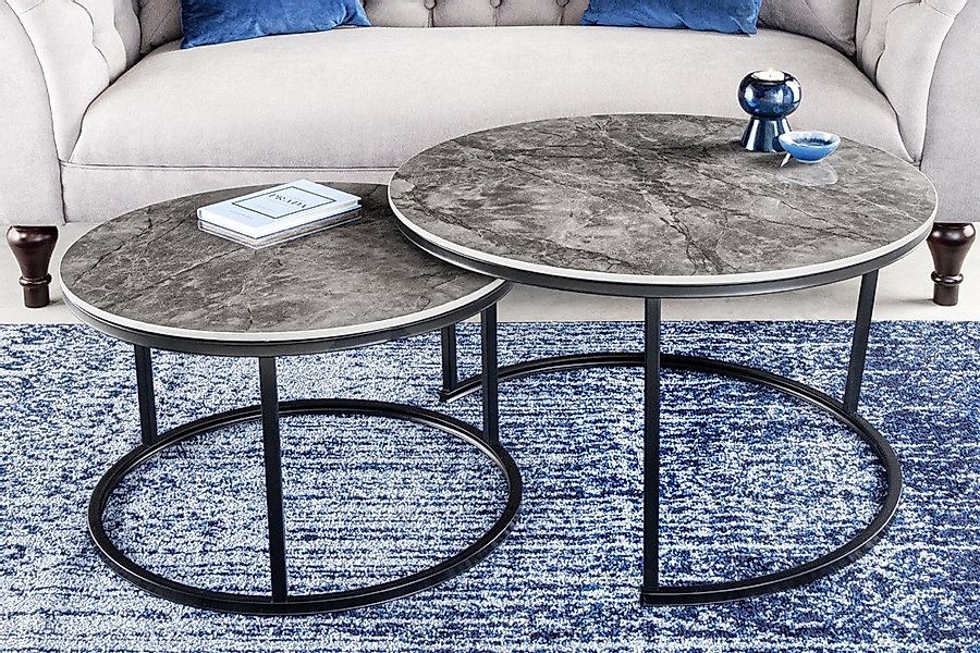 riess-ambiente Couchtisch ELEGANCE Ø70cm grau / schwarz (Set, 2-St), Wohnzi günstig online kaufen