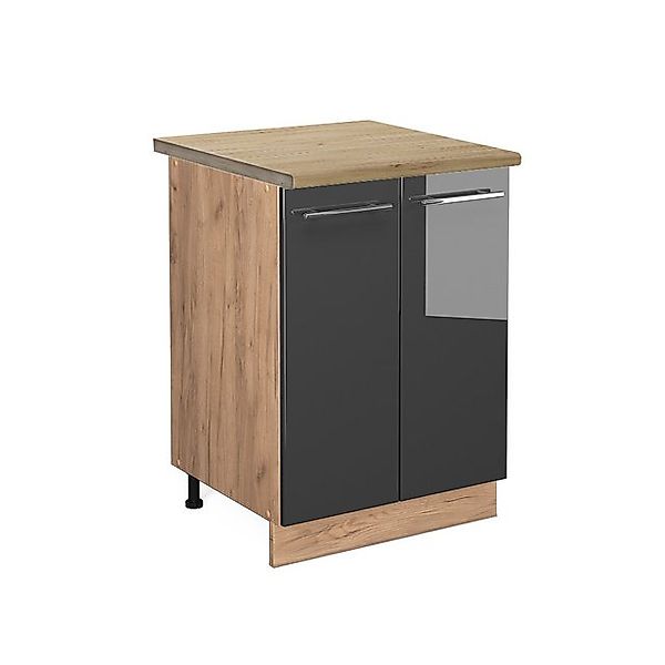 Vicco Küchenunterschrank Fame-Line Anthrazit Hochglanz/Goldkraft Eiche 60 c günstig online kaufen