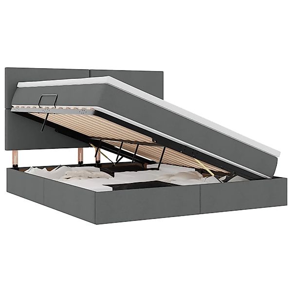 vidaXL Stauraumbett Dunkelgrau 160 x 200 cm Kunstleder 3371728 günstig online kaufen
