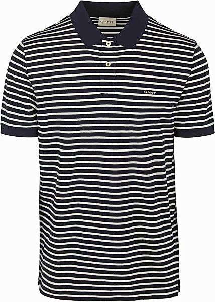 Gant Poloshirt Pique Marineblau gestreift - Größe XXL günstig online kaufen