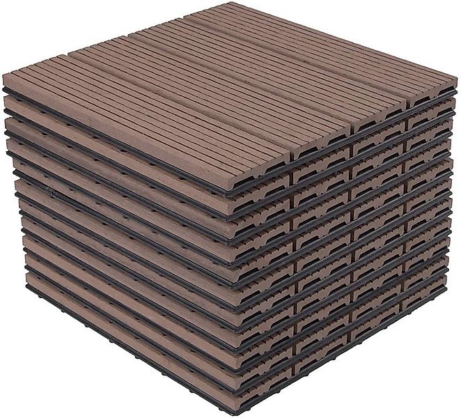 EUGAD Terrassenplatte, WPC 300x300, Braun, 11 Stücke für 1m², wetterfest günstig online kaufen