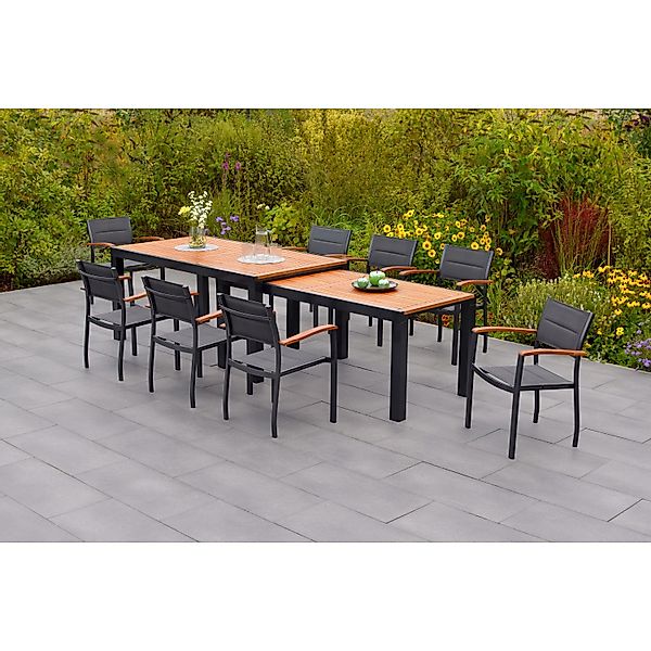 Merxx Paxos Set 9-tlg. 9 Stapelsessel Flex-Gartentisch Ausziehbar günstig online kaufen