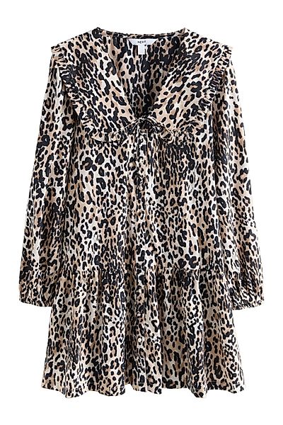Next Minikleid Gestuftes Boho-Minikleid mit Rüschenkragen günstig online kaufen