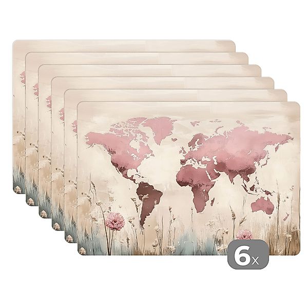 MuchoWow Platzset Weltkarte - Rosa - günstig online kaufen