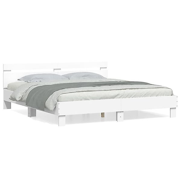 furnicato Bettgestell mit Kopfteil Weiß 200x200 günstig online kaufen