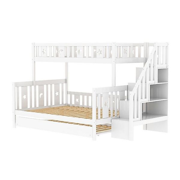 Odikalo Kinderbett Etagenbett 90/140*200cm Massivholz Treppe Rollbett Latte günstig online kaufen