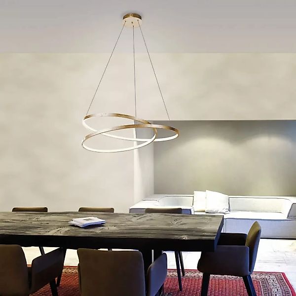 LED Pendelleuchte Roman aus Metall in Gold, 720 mm günstig online kaufen