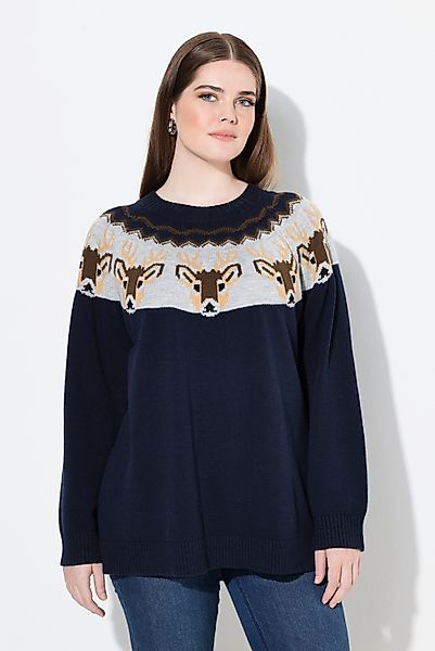Ulla Popken Strickpullover Norweger-Pullover Rentiere Rundhals günstig online kaufen