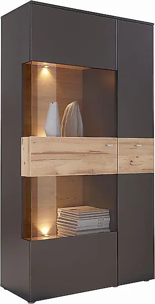 FORTE Vitrine »Como«, Highboard, LED Beleuchtung Einlegeböden, Glastüre, So günstig online kaufen