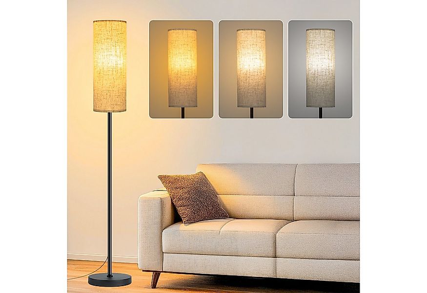 Lujasi LED Stehlampe Stehleuchte mit Beige Lampenschirm für Wohnzimmer, Sch günstig online kaufen