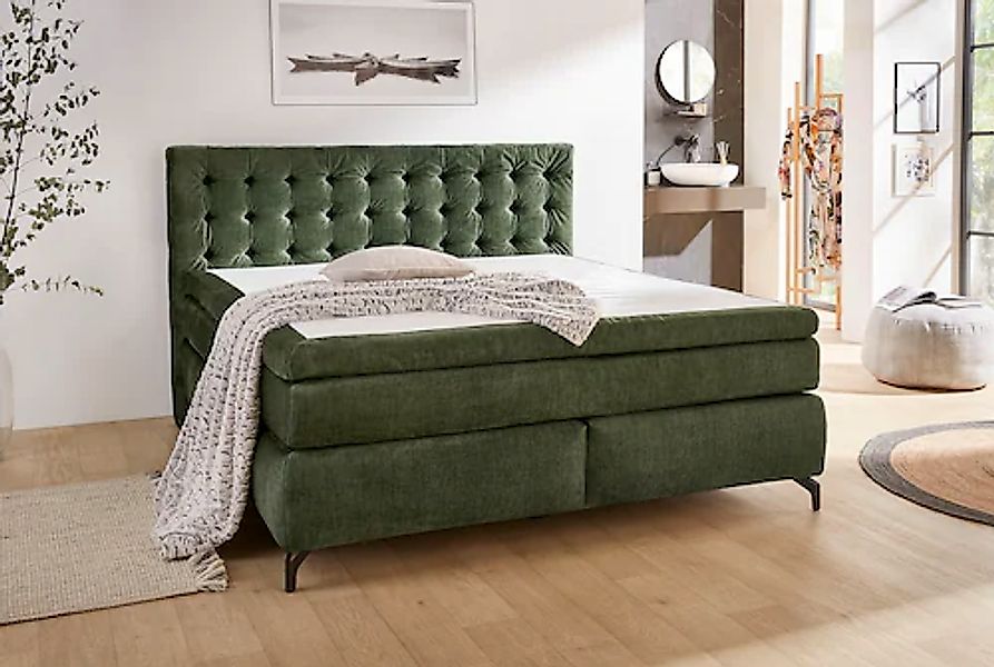 Boxspringbett JESSICA von Jockenhöfer 180x200cm dunkelgrün günstig online kaufen