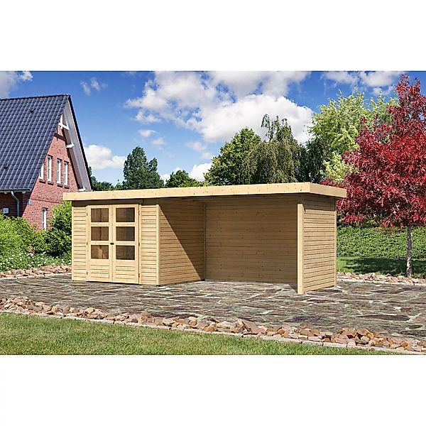 Karibu Holz-Gartenhaus Boras Natur Unbehandelt 238 cm x 213 cm günstig online kaufen