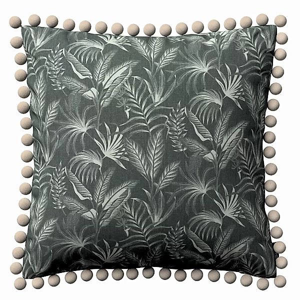 Kissenhülle Wera mit Bommeln, schwarz, 45 x 45 cm, Flowers (143-73) günstig online kaufen