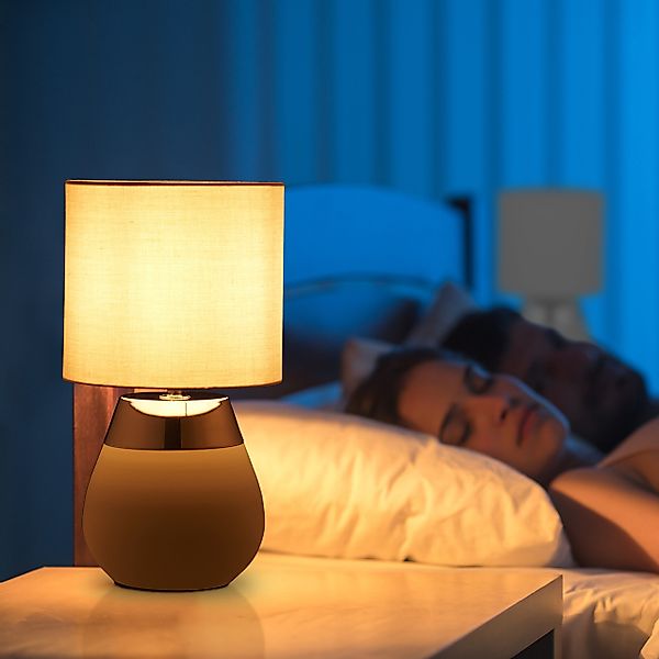 relaxdays Nachttischlampe Tischlampe mit Stoffschirm 2er günstig online kaufen