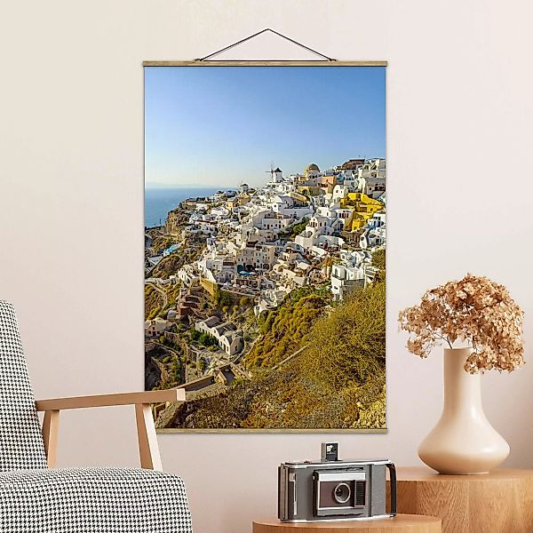Stoffbild mit Posterleisten Oia auf Santorini günstig online kaufen