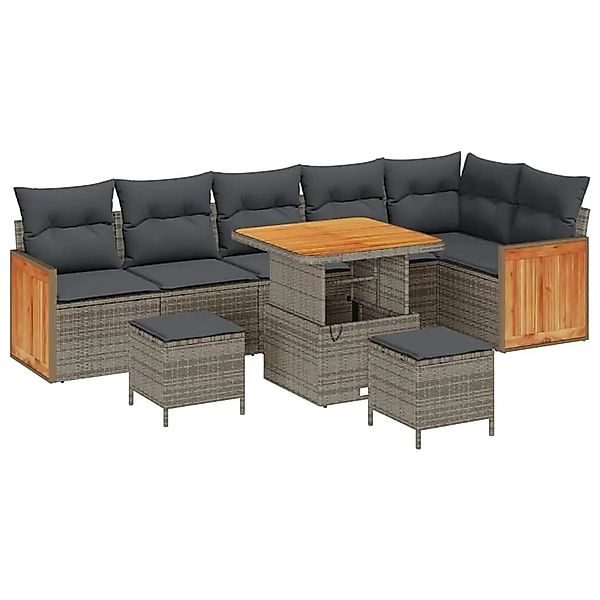 vidaXL Gartensofa-Set mit Kissen 11 Stk Grau Poly-Rattan 3365273 günstig online kaufen