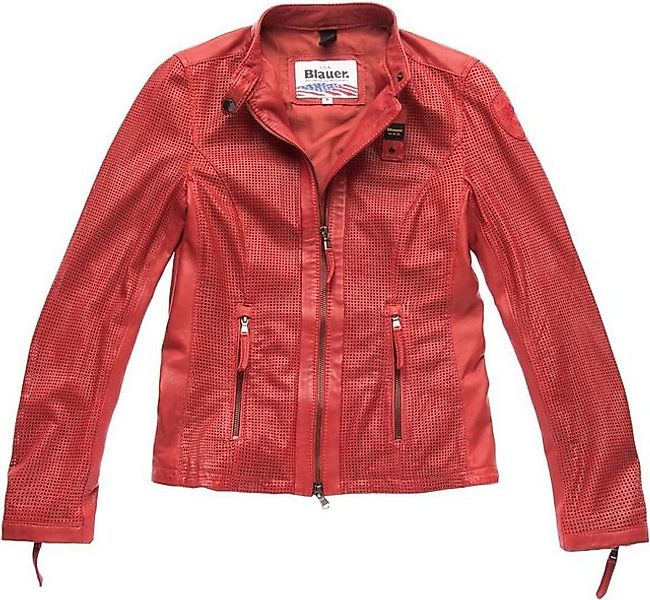 Blauer Motorradjacke USA Miller Perforierte Damen Lederjacke (Stehkragen) günstig online kaufen