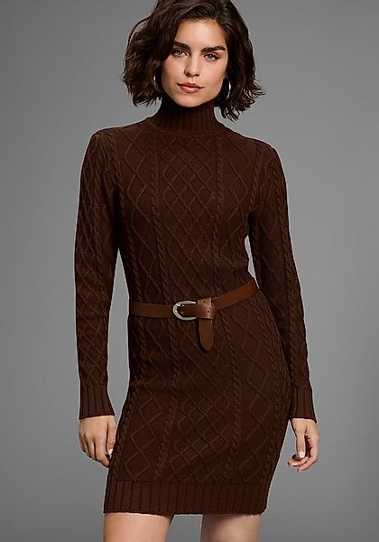 Laura Scott Strickkleid mit Zopfstrickmuster und Stehkragen günstig online kaufen