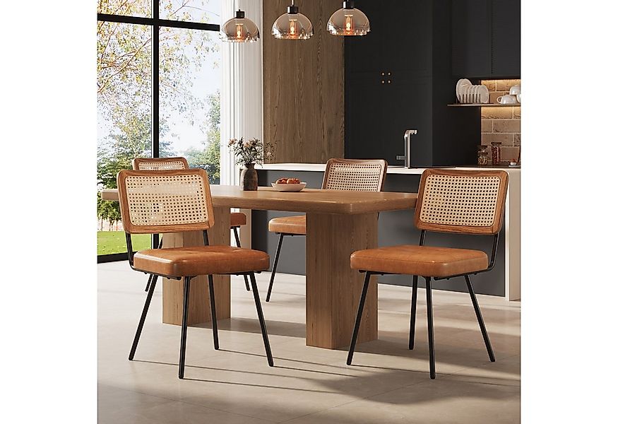 Flieks Esszimmerstuhl (Set, 4 St), 4er Set Rattanstühle Polsterstühle Wohnz günstig online kaufen