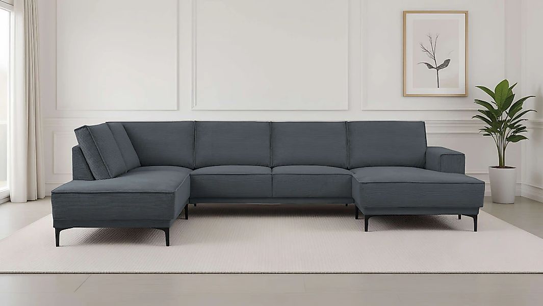 PLACES OF STYLE Wohnlandschaft "XXL Sofa Oland, Struktur, Flachgewebe, Luxu günstig online kaufen