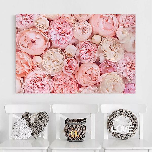 Leinwandbild - Querformat Rosen Rosé Koralle Shabby günstig online kaufen