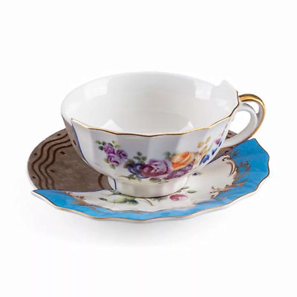 Teetasse Hybrid Kerma keramik bunt / Set Tasse + Untertasse - Seletti - Bun günstig online kaufen