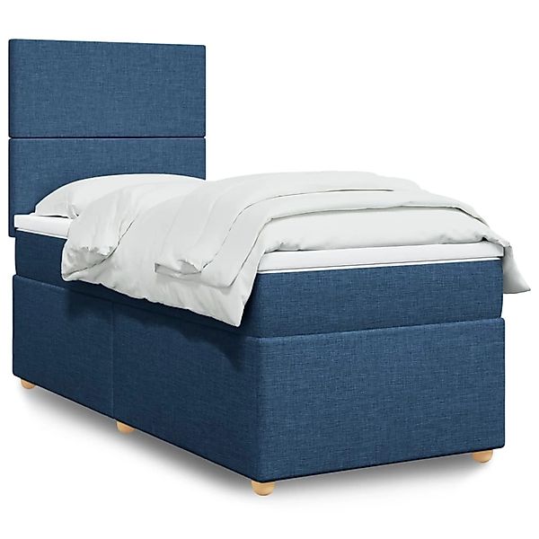 vidaXL Boxspringbett mit Matratze Blau 100x200 cm Stoff 3293490 günstig online kaufen
