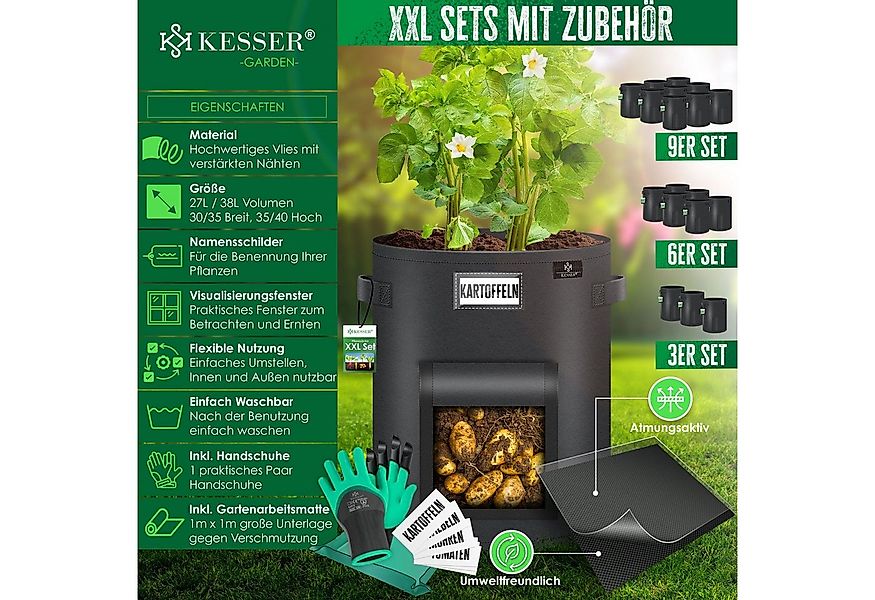 KESSER Pflanzkübel 9er-Set – XXL Pflanzsack für Kartoffeln & Gemüse (9 St), günstig online kaufen