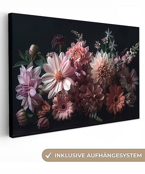 OneMillionCanvasses® Leinwandbild Blumen - Bunt - Rosa - Modern, Fotodruck günstig online kaufen